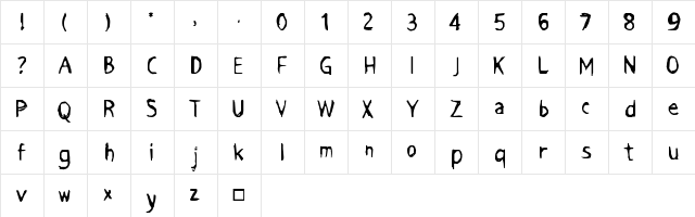 Grimace Regular  glyph index