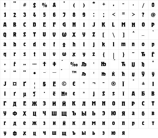 HeroldC Regular  glyph index