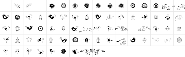DOODLE DINGS 1 Birds Cages Regular  glyph index