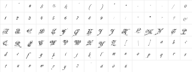 Neue Zier Schrift Regular  glyph index