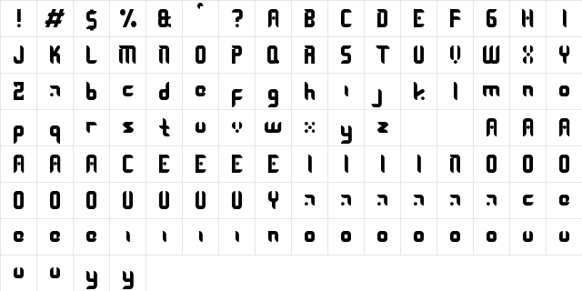 Skywalker Regular  glyph index