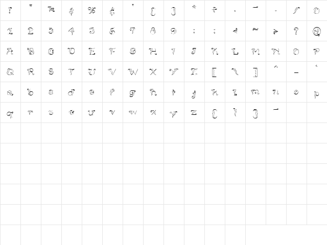 CK Funky Wave Regular  glyph index