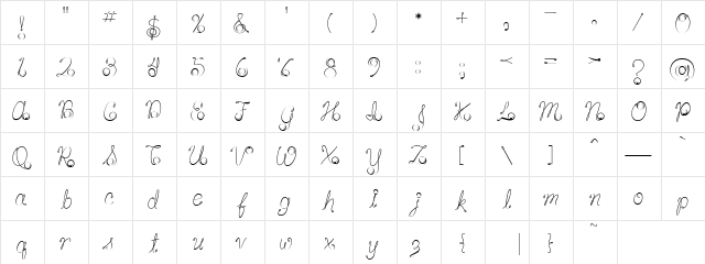 LD YoYo Regular  glyph index