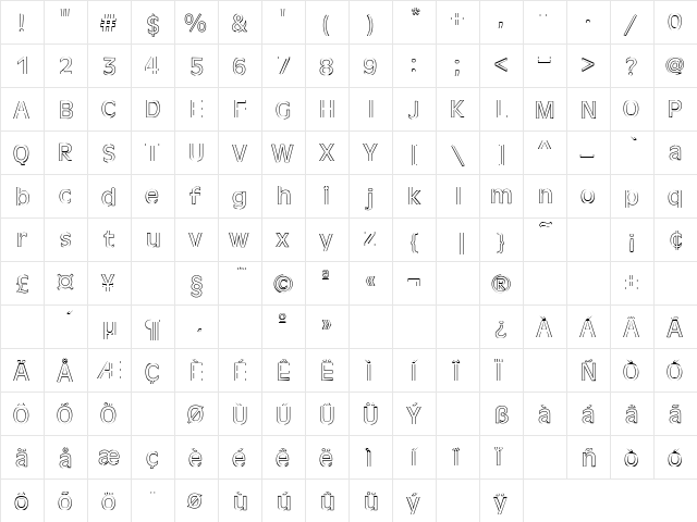 Thosir 2 Regular  glyph index