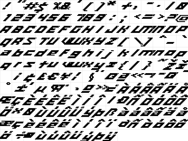 iso 08_65 Regular  glyph index