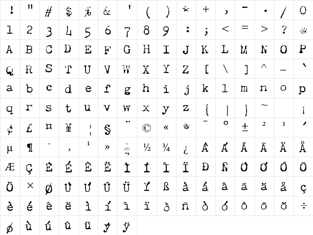Chandler42 Rough  glyph index