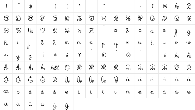 Badiane Bold Regular  glyph index