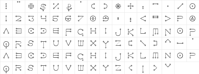 Cuniform English Normal  glyph index