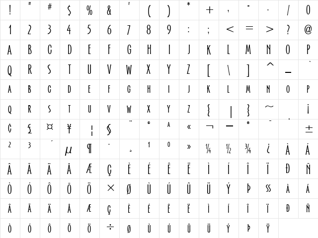 Serengetti ITC TT Regular  glyph index