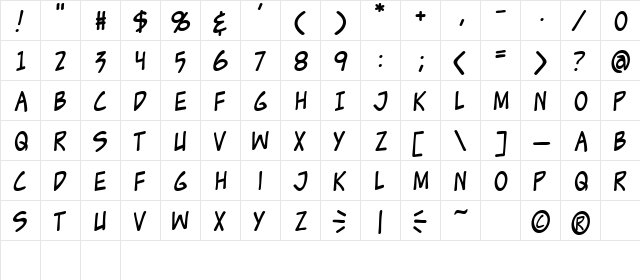 Zud Juice Regular  glyph index