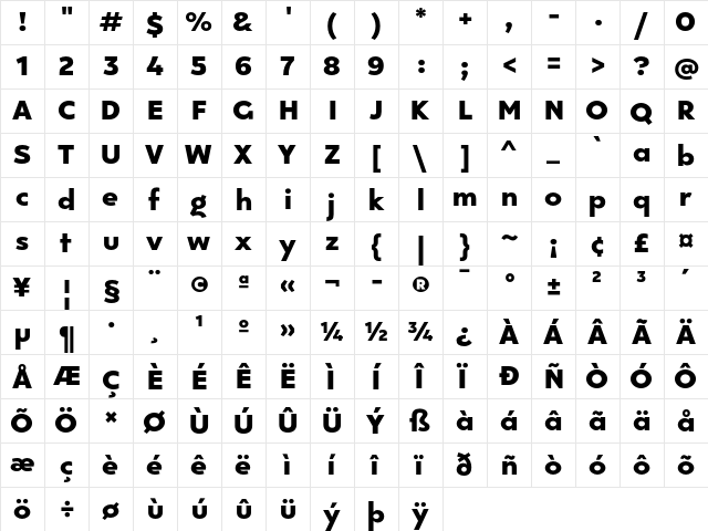 Kepler 296 Regular  glyph index