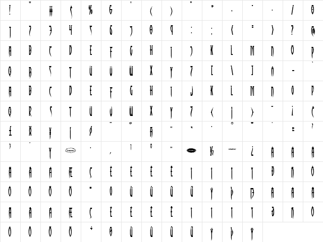 Inhumanity Laser Regular  glyph index