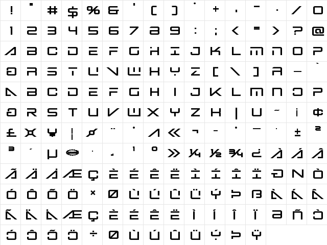 Banshee Pilot Black Black  glyph index