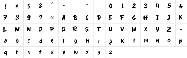 Juice Day Regular  glyph index