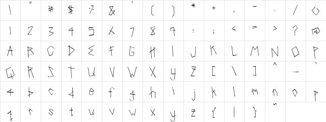 PC Barney Regular  glyph index
