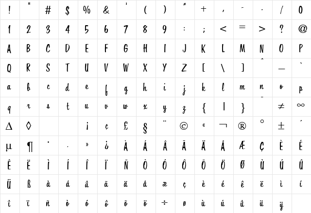 Hover DB Regular  glyph index