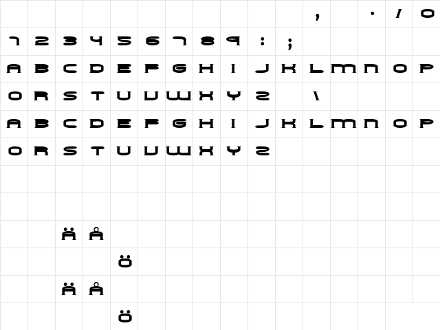 Choker Regular  glyph index