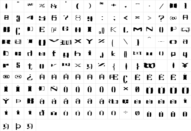 FZ WARPED 16 EX Normal  glyph index