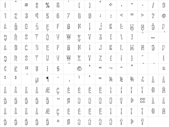 Dont Panic ITC Std Regular  glyph index