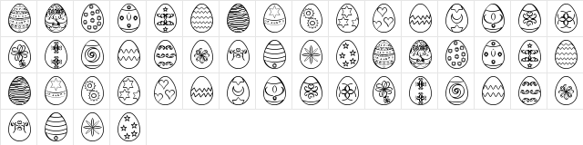 Easter eggs ST Regular  glyph index