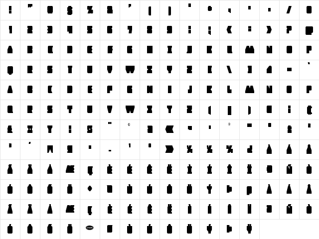 Contour of Duty Condensed Condensed  glyph index