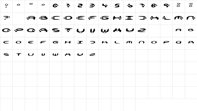 alienation Regular  glyph index