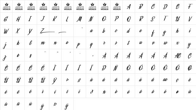 Mystical Eyes Personal Use Regular  glyph index