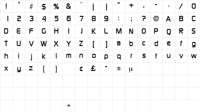 BazoukSSK Regular  glyph index