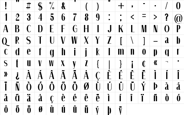 Quiet Streets Regular  glyph index