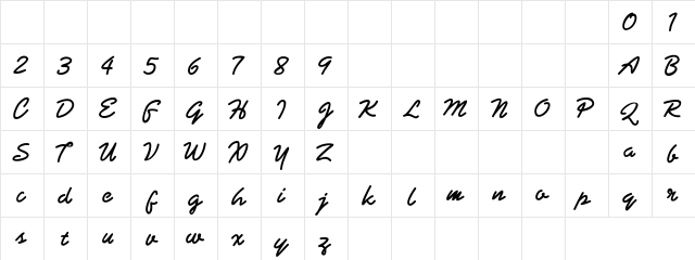 Aljameela Regular  glyph index
