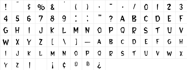 BungaloSCapsSSK Regular  glyph index
