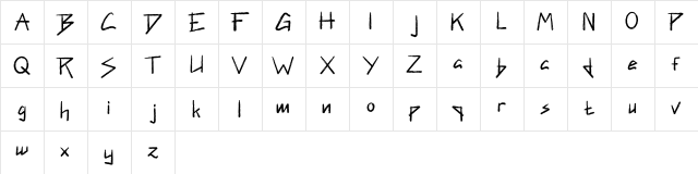Rinjani Regular  glyph index
