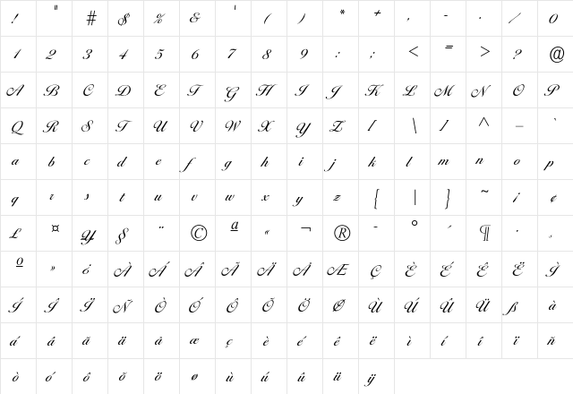 Iballantines-Regular Regular  glyph index