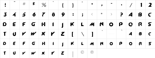 RSNewGarrett Regular  glyph index