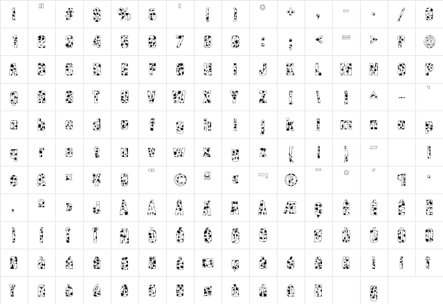 Milk Shed SF Bold  glyph index