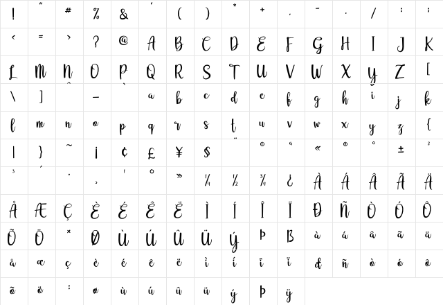 Eurotrophya Regular  glyph index