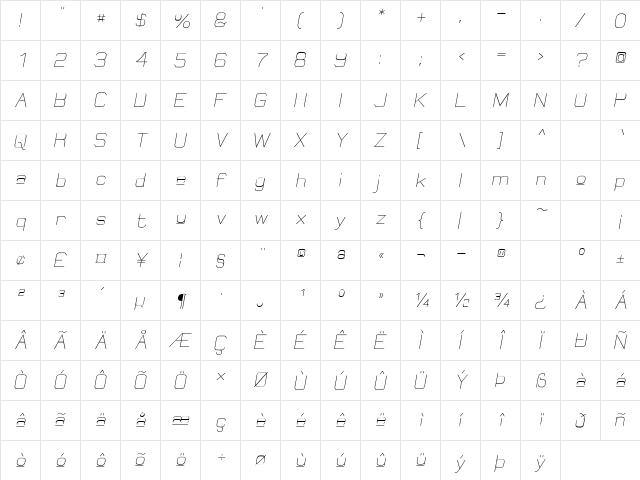 Elgethy Upper Regular  glyph index