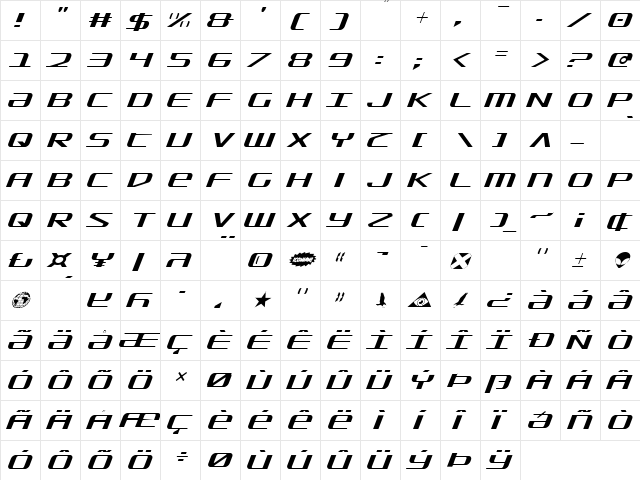 SDF Light Italic Light Italic  glyph index