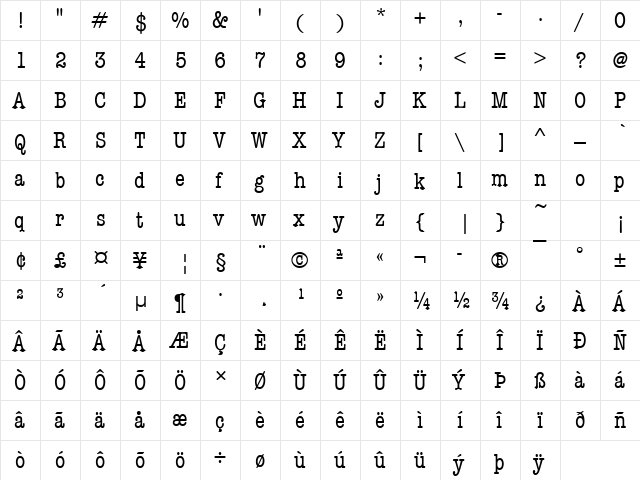 AmericanTypItcTMedCon Regular  glyph index