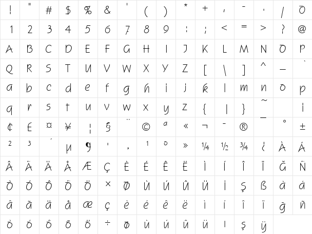 00703 Regular  glyph index