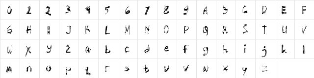 Abstrak Regular  glyph index