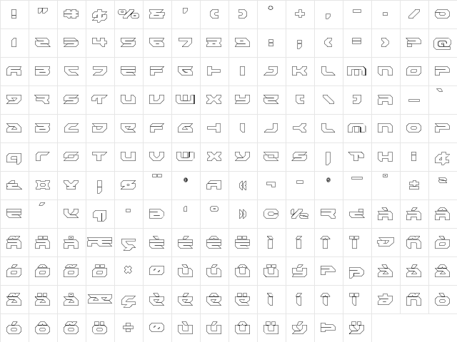Royal Samurai Outline Outline  glyph index