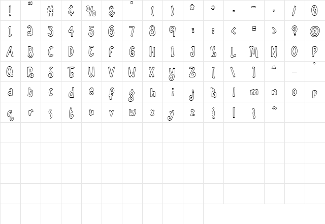 Scrap Color Me 5 Regular  glyph index