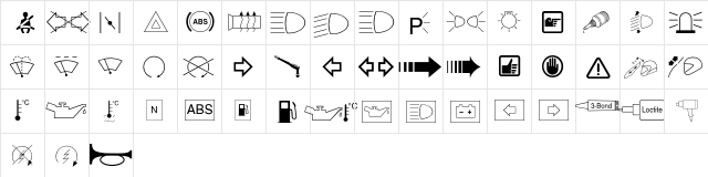 BMWPictos Regular  glyph index