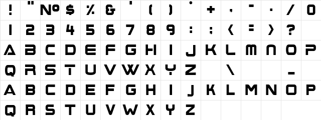 Harvest Regular  glyph index