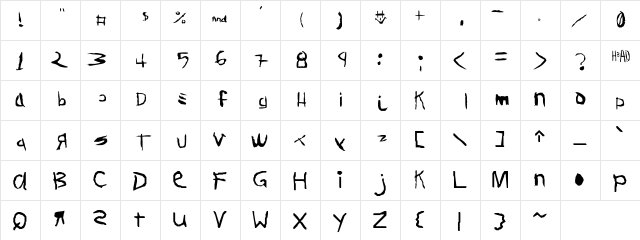 DearTeacher-Normal Regular  glyph index