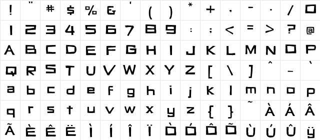 Vertigon Regular  glyph index