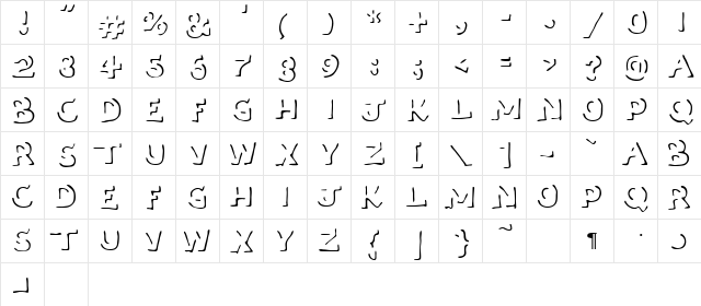 Mysterious Regular  glyph index