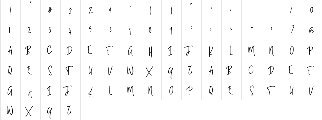 Bluestoria Personal Use Only Regular  glyph index