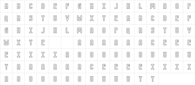 Gipfel Outline  glyph index